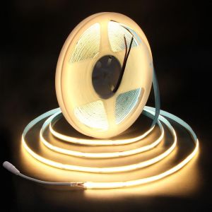 Eryi-Bande Led Cob 24 V 3000 K Bande Lumineuse Led 10 M Blanc Chaud Autocollant 320 Led/M Non Étanche Ip30 Pour Éclairage Intérieur Diy Décoration De La Maison (Sans Alimentation Ni Variateur) - Neuf