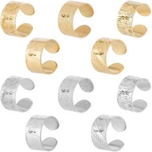 Kal-5 Styles Bague Acier Inoxydable Anneaux De Manchette Ouverts Dorés Anneaux Réglables Bagues Pour Femmes Bagues Texturées Avec Boucle Bagues Pour Femmes Hommes De Bijoux - Neuf