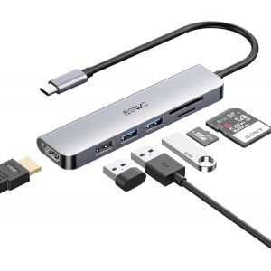 Adaptateur Usb C&iquest; 6 En 1 Hub Usb C Hdmi 4K, Ports Usb 3.0, Lecture De Carte Sd/Tf, Adaptateur Multiport Compatible Avec Macbook Pro/Air, Mac M1,Ipad Pro, Dell Xps Appareils Type-C...[Z1119] - Neuf