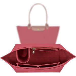 TIANYI-Organiseur de sac à main Rose pour Longchamp Pliage M, Multi-Pocket Felt Handbag Organizer - Neuf