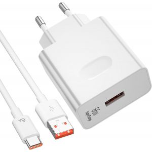 JGD-Chargeur USB et C&acirc;ble USB C pour Honor 200 90 5G, 66W 6A Charge Rapide Supercharge Adaptateur Chargeur avec Type C C&acirc;ble 1M pour Honor 70 Lite 90 Lite Magic 6 Lite 6 Pro 5 Honor Pad 9 Huawei Mate - Neuf