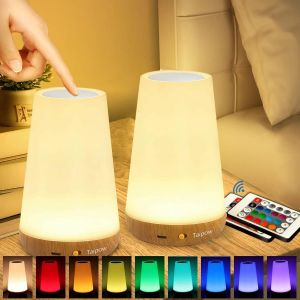 Lampe De Chevet Tactile Avec T&eacute;l&eacute;commande, Veilleuse Enfant Rechargeable Avec 13 Couleurs Changeantes & Luminosit&eacute; Ajustable, Lampes Nuit De Table Sans Fil Pour Chambre &Agrave; Coucher - Neuf