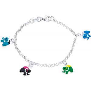 Bracelet En Argent Sterling Pour Les Filles Et Les Ados Avec 5 Éléphantes, 5 Animaux De La Chance, 6 Pouces Et 7.5 Pouces. - Neuf