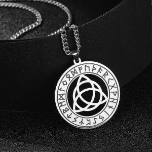 Trinity Triquetra Noeud Viking Pendentif Collier Nodique Rune Amulette En Acier Inoxydable Noeud Celtique Noeud Charme Bijoux Vintage - Neuf