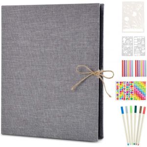 Album Photos Traditionnel Scrapbooking, Lin Vintage Scrapbook 60 Pages Noires Mariage Livre D'or, Cadeau Maitre D'&eacute;cole Homme Femme Couple Cadeau Anniversaire (Blanc) - Neuf