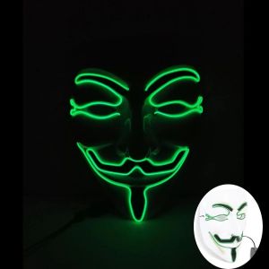 Cosplay Costume Accessoire Lumineux Visage Complet Guy Fawkes Masque Hacker Masque V Pour Vendetta Masque Lueur Dans La Nuit Rave-New Vert - Neuf