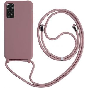 KAL-Collier Pour Xiaomi Redmi Note 11 Pro 4G/5G Coque Silicone Liquide Bumper Housse Redmi Note 11 Pro Lani&egrave;re Avec Cordon R&eacute;glable Longueur Cha&icirc;ne Lanyard Case Housse &Eacute;tui Redmi Note 11 Pro-Rose - Neuf