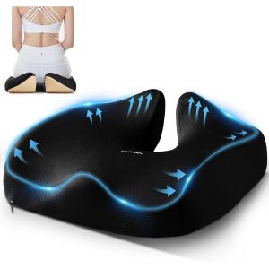 JEXNOVASHOP-Coussin Coccyx, Coussin Ergonomique Assise Facilité De La Sciatique, Mousse à Mémoire Coussin Chaise Bureau, Amovible et Lavable, Adapté aux Fauteuils Roulants, Chaises de Gaming (Noir) - Neuf
