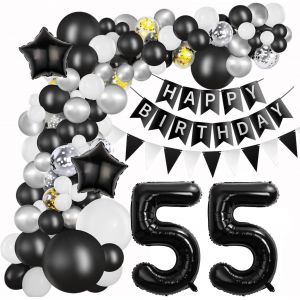 AYUHR-Noir Décoration 66 Ans anniversaire Ballon Anniversaire 66 ans Homme 66 Ans Arche Ballon anniversaire Femme Ballon 66 Ans anniversaire Argent Noir Ballons Guirlande 66 ans Femme Homme - Neuf