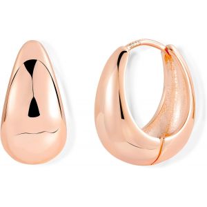 Kal-Boucles D'oreilles Créoles En Argent 925, Créoles Épais Petit Grand, Boucles D'oreilles Huggie, Chunky, Hypoallergénique, Plaqué Or 14 Carats, Pour Femme - Neuf