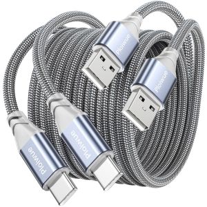 Eryi-Lot De 2 Câbles Usb C Type C 1m Câble De Charge Rapide Niony Tressé Compatible Avec Samsung Galaxy S21 S20 Note 10/9,Contrôleur Ps5,Switch,Huawei P40/P30/P20/P10,Htc,Lg,Moto G7,Sony Xperia - Neuf