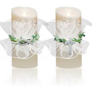 Yemaesre-Lot De 2 Bougies Anti-Gouttes Pour Communion, Guirlande En Organza, Baptême, Poisson, Anti-Gouttes, Anti-Gouttes, Pour Bougies Pour Communion, Baptême, Mariage - Neuf