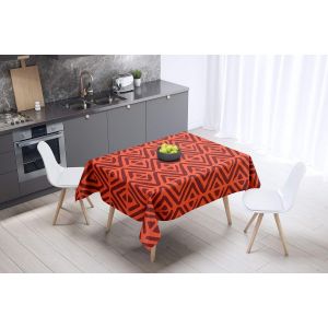 Sjzg-, Anti-Moisissure, S&eacute;chage Rapide, R&eacute;sistant Aux Taches, Lavable En Machine, 100% Polyester Nappe De Table, Bordeaux Orange, 140 X 140 Cm - Con&ccedil;u Et Fabriqu&eacute; En Turquie - Neuf