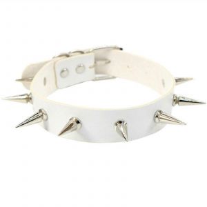 Collier Ras-De-Cou Punk À Clous Noirs En Cuir Pu Pour Femme, Style Soirée/Club. - Neuf