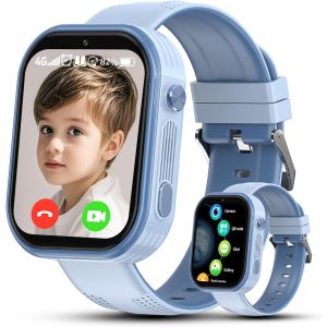JGD-Montre Connect&eacute;e Enfant GPS, Montre GPS Enfant 4G avec Chat Familial,SOS,T&eacute;l&eacute;phone,Appels Vid&eacute;o HD,&Eacute;tanche IP67, Montre Intelligente Enfants Cadeau pour 6-12 Ans - Neuf