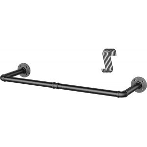 Portant &agrave; v&ecirc;tement Industriel, Porte Manteaux Amovible 92cm, Penderie Murale Rail de Suspension Style Loft de Tuyau Barre en M&eacute;tal - Neuf