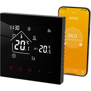 Thermostat Connect&eacute; WiFi pour Chauffage de Chaudi&egrave;re &agrave; Gaz Thermostats d'Ambiance,Thermostat Programmable Intelligent,Compatible Tuya Alexa Google Assistant 3A,Noir - Neuf