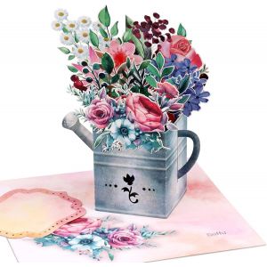 CHECARZHN--NO1-Carte Pop-Up 3D Faite À La Main Avec Arrosoir Et Fleurs Pour Saint-Valentin, Fête Des Mères, Anniversaire, Remerciement, Toutes Les Oc ns - Neuf