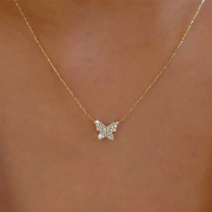 Kal-Collier Ras Du Cou Papillon En Cristal Collier Pendentif Papillon Mini Papillon Ras Du Cou Chaîne Papillon En Cz Bijoux En Chaîne Pour Femmes Filles Cadeaux - Neuf