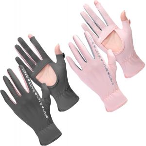Lot De 2 Paires De Gants Solaires Pour Femme - Protection Uv - Gants De Conduite D'été - Pour Écran Tactile - Antidérapants - Pour Femme Et Fille - Neuf