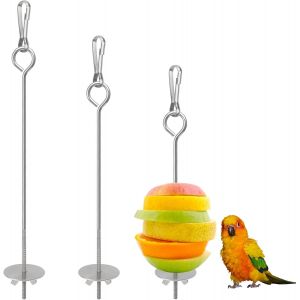 3 Pièces Brochette D'oiseau Brochette De Perroquet Mangeoire En Acier Inoxydable Mangeoires Brochette De Légumes De Poulet Porte-Fruits Brochette De Légumes D'oiseau Porte-Nourriture De Fruits - Neuf