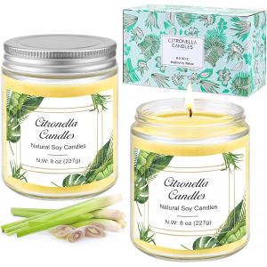Bougie Citronnelle Ensemble Cadeau Pour Extérieur Bougie En Cire De Soja Naturelle 2 X 8 Oz Bougie À La Citronnelle En Plein Air Jardin Balcon Cour Voyage Barbecue Pique Camping Intérieur - Neuf