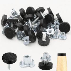 60 Pcs Kit Pieds de Nivellement R&eacute;glables en Hauteur M6, Pied Reglable pour Meuble, Pied de Meuble Reglable, Pieds de Nivellement pour Meuble et Chaise, Pied de Table a Visser (30 Set) - Neuf