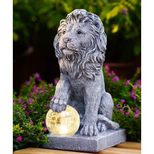 Mevronisshop-Figurines De Lion D&eacute;coratives Avec Lampes Solaires - Boule - D&eacute;coration De Jardin - Cadeau D'anniversaire Pour Homme Et Femme - Neuf