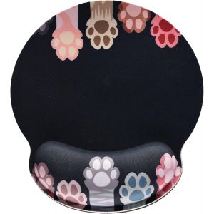 JGD-Tapis de Souris Ergonomique avec Support en Mousse &agrave; m&eacute;moire de Forme, Base en Caoutchouc antid&eacute;rapant, pour Ordinateur Portable, Jeu et Bureau, Patte de Chat - Neuf