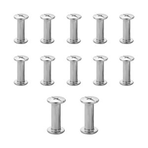 Lot de 12 vis Chicago M5x20mm Chicago Vis de reliure Chicago Rivet à clous en métal Vis Chicago à tête cruciforme pour ceinture en cuir Bricolage Livre de scrapbooking-Argenté - Neuf