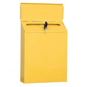 Boîte aux lettres verticale moderne en fer jaune, verrouillable, porte-journaux, porte d'entree securisee - Neuf