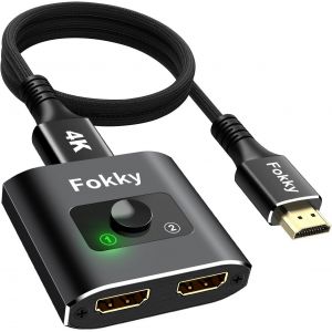 Switch HDMI 4K 60Hz Splitter, Bidirectionnel Commutateur Hdmi avec &iquest;1M(3.3ft) HDMI 2.0 C&acirc;ble&iquest; 1 Entr&eacute;e 2 Sorties (Noir, avec 1M de c&acirc;ble) - Neuf