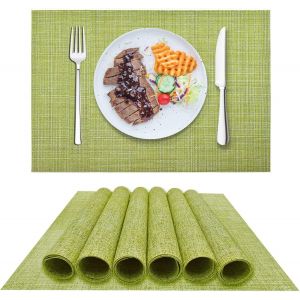 Sjzg-Set De Table Lavable Plastique Lot De 10 Sets De Table Antid&eacute;rapant Dessous De Table R&eacute;sistant &Agrave; La Chaleur Rectangulaire Pour Table De Cuisine, S01 Vert - Neuf