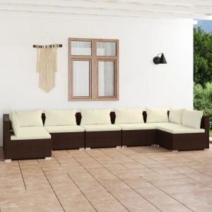 Prolenta Premium - Salon De Jardin 7 Pcs Avec Coussins R&eacute;sine Tress&eacute;e Marron - Neuf