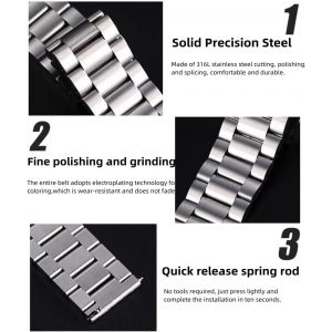 Watch Strap Stainless Steel Metal Watch Strap 18 Mm 20 Mm 21 Mm 22 Mm 24 Mm Quick Release Straps For Men And Women. Smart Watch Strap.[U1374] - Neuf