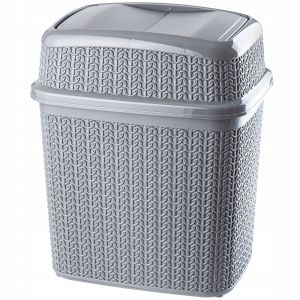 KADAX Poubelle Salle De Bain 10L gris Pour Salle De Bain WC Poubelle Inclinable Avec Rabat - Neuf