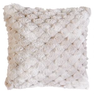 Coussin Imitation Fourrure Avec Relief G&eacute;om&eacute;trique - Neuf