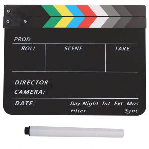 Clap de scene en acrylique pour film televise, accessoire de decoupe avec stylo (couleur/noir) - Neuf