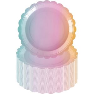Kalanka-Lot De 50 Assiettes En Carton De Couleur Arc-En-Ciel Pour Anniversaire, Fête Prénatale, Décoration De Fête À Thème Licorne 18 Cm - Neuf