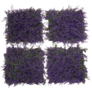 Panneau Mural Hwc-O95, Mur V&eacute;g&eacute;tal, D&eacute;coration Murale, Plante Artificielle, Int&eacute;rieur/Ext&eacute;rieur, 4x 50x50cm = 1m&sup2;Feuilles Violettes/Vertes - Neuf