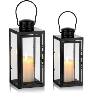 Lanterne Bougie Exterieur, Métal Lanternes Outdoor Funéraire Cimetière Bougie Résistant Aux Intempéries Lanterne Grands Photophores D'Extérieur Décoration De Noël À Suspendre - Neuf