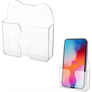 JGD-2 Support T&eacute;l&eacute;phone, Support Telephone Mural avec Trous pour C&acirc;ble de Donn&eacute;es, Supports Muraux pour T&eacute;l&eacute;phone Portable avec Autocollants et vis, Adapt&eacute;s aux Chambres &agrave; Coucher et aux Salons - Neuf