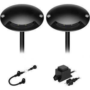 Lampe Led De Sol En Saillie Bunda, 1 Flamme, Extra-Plate, Pour L'extérieur, Aluminium, Noir, Rond, 7cm Ø, Blanc Chaud, Set De 2 Pièces[Amp749666] - Neuf