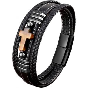Eryi-Bracelet En Cuir Tressé Tendance Punk Pour Homme Et Femme, Soutien-Gorge Cr/Ystal Pour Homme, Celet, Pierre ?il De Tigre, Perles De Protection, Bracelet De Guérison, Anti-Anxiété, Cadeau Pour Pe - Neuf