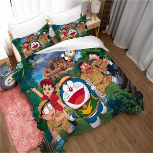 Parure De Lit 3 Pieces Doraemon Dreamland 100 % Bambou Naturel Avec Housse De Couette Et Taie D'oreiller, Fermeture &Eacute;clair - Literie Douce Et Fra&icirc;che, Parfaite Pour Les Soins De La - Neuf