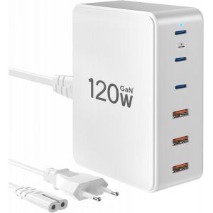 Senior-Chargeur Usb C, 120W Gan 6 Ports Station De Charge Rapide Multi - Appareils, Station De Charge De Table De Chevet, Centre De Charge Usb Pour Macbook, Iphone, Ipad, Galaxy[L2516] - Neuf