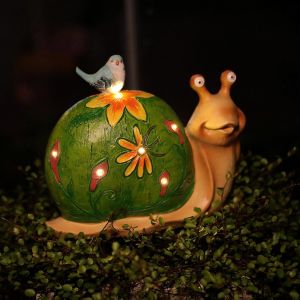 1 Pi&egrave;ce Lampe Solaire Escargot D&eacute;coration De Jardin Statue Animale En R&eacute;sine &Agrave; &Eacute;nergie Solaire, Lampe Lumineuse Figurine Animale Ornement Ext&eacute;rieur - Neuf