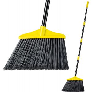 Checarzhn--No1-Balai D'intérieur/Extérieur Robuste, Balai Commercial Avec Long Manche Extensible De 53"", Balai D'angle Pour Le Balayage Du Patio, Du Garage, De La Terrasse, Du Hall D'entrée, Jaune - Neuf