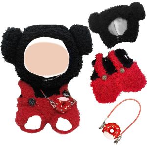 KALANKA-Vêtements de poupée de 17 cm compatibles avec Labubu poupées, Animaux de Dessin animé en Peluche - Ensemble d'accessoires avec 1 Combinaison Haut Pantalon - 1 Chapeau Noir - 1 Sac Donut pour - Neuf
