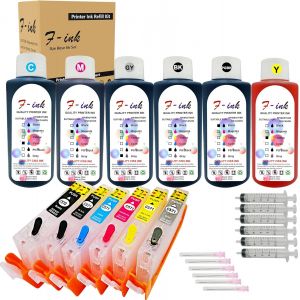 6X100Ml Bouteille D'Encre Et Pgi-570 Cli-571 Rechargeable Cartouche D'Encre Compatible Pour Canon Pixma Mg7750 Mg7751 Mg7752 Mg7753 Ts9050 Ts9055 Ts8050 Ts8051 Ts8052 Ts8053 Imprimante - Neuf